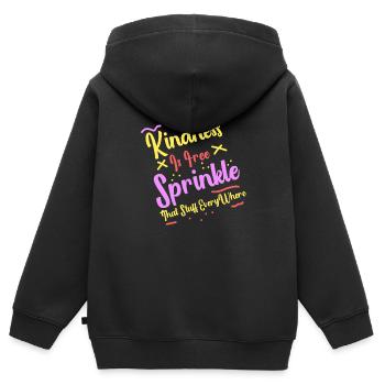 Freundlichkeit ist kostenlos, streuen Sie das Zeug überall - Kinder Premium Organic Zip Hoodie - Schwarz - Hinten - AI Model Kid Male (0cm)