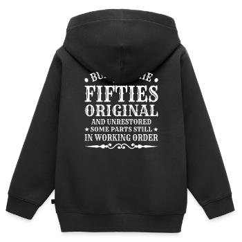 Erbaut In Fünfziger Jahren 50er Jahre Geburtstag - Kinder Premium Organic Zip Hoodie - Schwarz - Hinten - AI Model Kid Male (0cm)