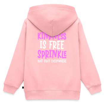 Freundlichkeit ist kostenlos, streuen Sie das Zeug überall - Kinder Premium Organic Zip Hoodie - Rosa - Hinten - AI Model Kid Female (0cm)