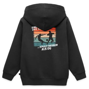 Fußballzubehör Geschenkidee Fußballfan - Kinder Premium Organic Zip Hoodie - Schwarz - Hinten - AI Model Kid Male (0cm)