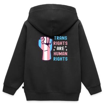 Transgender Trans LGBTQ - Kinder Premium Organic Zip Hoodie - Schwarz - Hinten - AI Model Kid Male (0cm)