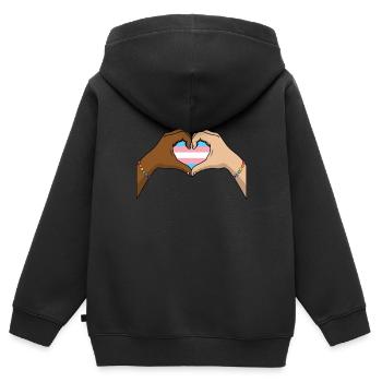 Transgender Trans LGBTQ - Kinder Premium Organic Zip Hoodie - Schwarz - Hinten - AI Model Kid Male (0cm)