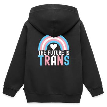 Transgender Trans LGBTQ - Kinder Premium Organic Zip Hoodie - Schwarz - Hinten - AI Model Kid Male (0cm)