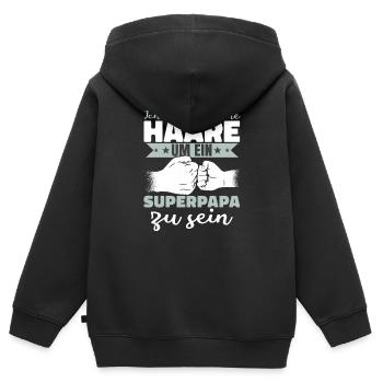Ich brauche keine Haare um ein Superpapa zu sein - Kinder Premium Organic Zip Hoodie - Schwarz - Hinten - AI Model Kid Male (0cm)