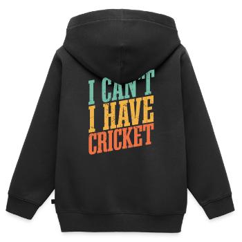 Ich kann kein Cricket haben - Kinder Premium Organic Zip Hoodie - Schwarz - Hinten - AI Model Kid Male (0cm)