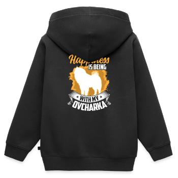 Ovcharka est chanceux chien de berger du Caucase - Sweat Premium à capuche zippé enfant bio - noir - Dos - AI Model Kid Male (0cm)