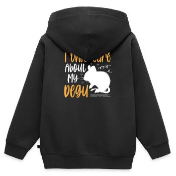 Interessiere mich nur für Degu Stauchratte - Kinder Premium Organic Zip Hoodie - Schwarz - Hinten - AI Model Kid Male (0cm)