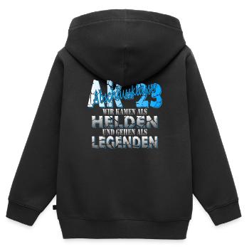 Abschlussklasse Abi 2023 AK23 AK-23 - Kinder Premium Organic Zip Hoodie - Schwarz - Hinten - AI Model Kid Male (0cm)