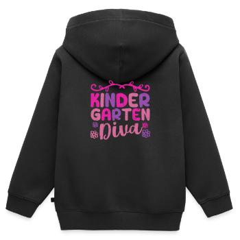 Première journée des enfants de la diva de la maternelle pour filles - Sweat Premium à capuche zippé enfant bio - noir - Dos - AI Model Kid Male (0cm)
