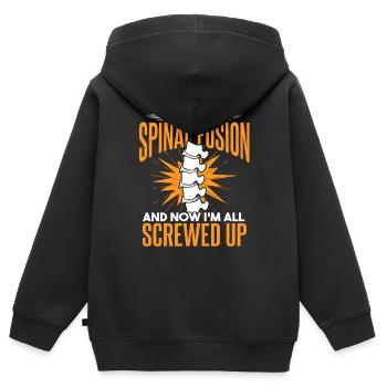 J’ai eu une fusion vertébrale - Sweat Premium à capuche zippé enfant bio - noir - Dos - AI Model Kid Male (0cm)