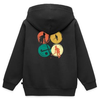 Retro Goalkeeper Stick Vintage Field Hockey Enthus - Kinder Premium Organic Zip Hoodie - Schwarz - Hinten - AI Model Kid Male (0cm)