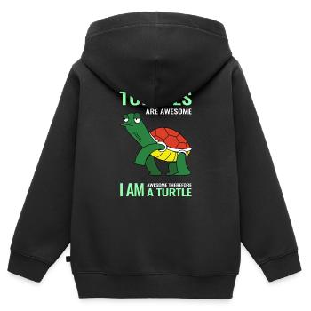 Les tortues sont géniales je suis génial donc je suis un - Sweat Premium à capuche zippé enfant bio - noir - Dos - AI Model Kid Male (0cm)