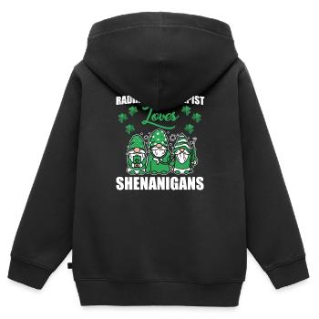Radiothérapeute Saint-Patrick - Sweat Premium à capuche zippé enfant bio - noir - Dos - AI Model Kid Male (0cm)