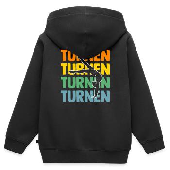 Turnen Gymnastik Turner - Kinder Premium Organic Zip Hoodie - Schwarz - Hinten - AI Model Kid Male (0cm)