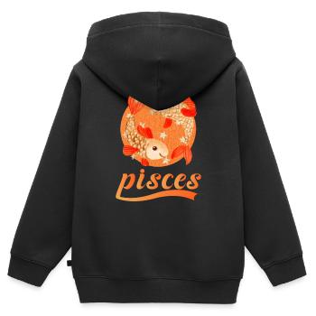 Sternzeichen Fische - Kinder Premium Organic Zip Hoodie - Schwarz - Hinten - AI Model Kid Male (0cm)