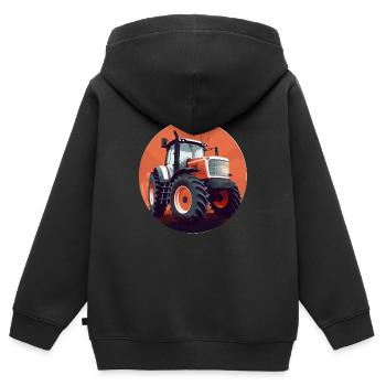 Treckerliebe: Feld & Freiheit - Kinder Premium Organic Zip Hoodie - Schwarz - Hinten - AI Model Kid Male (0cm)