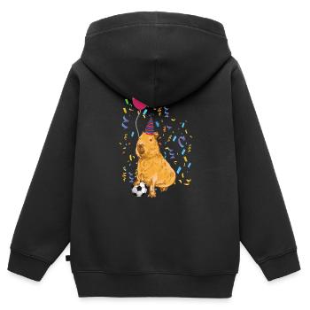 Capybara Geburtstag - Kinder Premium Organic Zip Hoodie - Schwarz - Hinten - AI Model Kid Male (0cm)