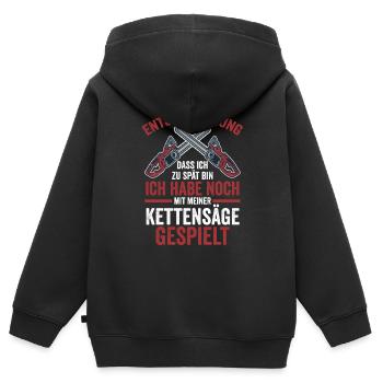 Baumfäller Holzfäller Kettensäge Zimmermann - Kinder Premium Organic Zip Hoodie - Schwarz - Hinten - AI Model Kid Male (0cm)