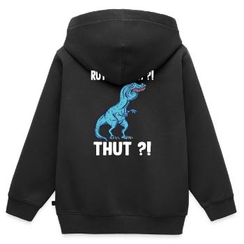 Rut au lieu de Ruth chemise drôle Trex mème overbite - Sweat Premium à capuche zippé enfant bio - noir - Dos - AI Model Kid Male (0cm)