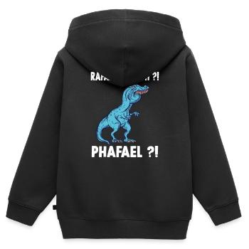 TRex Meme Dinosaur with overbite Rafael with ph Ra - Kids Premium Organic Zip-up Hoodie - black - Back - AI Model Kid Male (0cm)