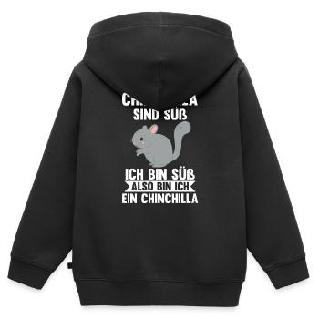 Chinchilla sind süß ich bin süß also bin ich ein C - Kinder Premium Organic Zip Hoodie - Schwarz - Hinten - AI Model Kid Male (0cm)