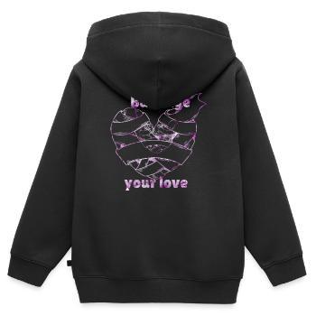 Verbinde deine Liebe - Kinder Premium Organic Zip Hoodie - Schwarz - Hinten - AI Model Kid Male (0cm)
