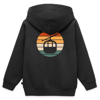 Retro Skilift Gondel Outfit - Kinder Premium Organic Zip Hoodie - Schwarz - Hinten - AI Model Kid Male (0cm)