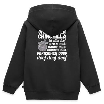 Ohne meinen Chinchilla ist alles doof - Kinder Premium Organic Zip Hoodie - Schwarz - Hinten - AI Model Kid Male (0cm)