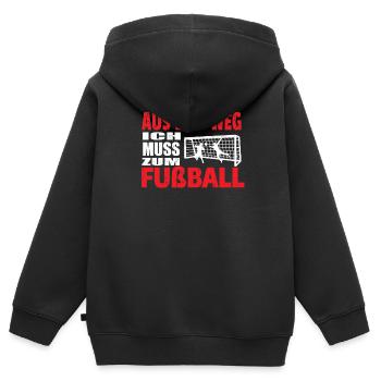 Fußballzubehör Geschenkidee Fußballfan - Kinder Premium Organic Zip Hoodie - Schwarz - Hinten - AI Model Kid Male (0cm)