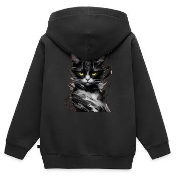 Katze Haustier - Kinder Premium Organic Zip Hoodie - Schwarz - Hinten - AI Model Kid Male (0cm)