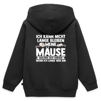 Meine Mäuse machen sich sorgen - Kinder Premium Organic Zip Hoodie - Schwarz - Hinten - AI Model Kid Male (0cm)