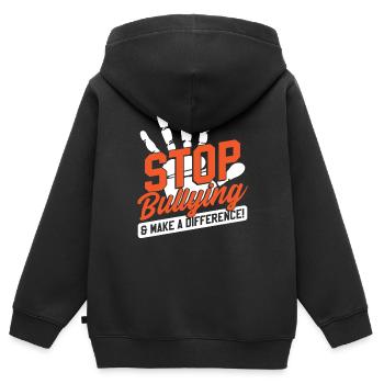 Mobbingprävention Freundlichkeit - Kinder Premium Organic Zip Hoodie - Schwarz - Hinten - AI Model Kid Male (0cm)