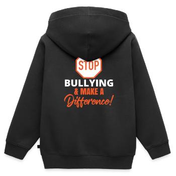 Tag der Einheit Anti-Mobbing - Kinder Premium Organic Zip Hoodie - Schwarz - Hinten - AI Model Kid Male (0cm)