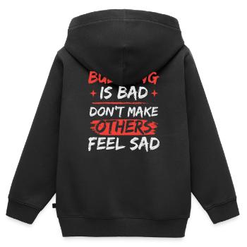 L’intimidation est mauvaise | Journée de l’unité | Prévention de l’intimidation - Sweat Premium à capuche zippé enfant bio - noir - Dos - AI Model Kid Male (0cm)