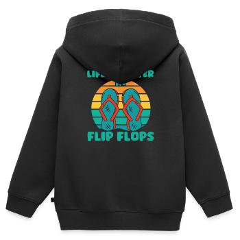 Vêtements de vacances Tourist Flip Flops - Sweat Premium à capuche zippé enfant bio - noir - Dos - AI Model Kid Male (0cm)