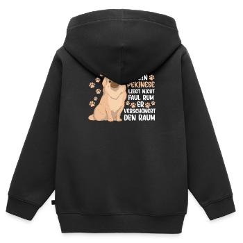 Mein Pekinese ist nicht faul Peking-Palasthund - Kinder Premium Organic Zip Hoodie - Schwarz - Hinten - AI Model Kid Male (0cm)