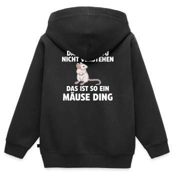 Das ist so ein Mäuse Ding - Kinder Premium Organic Zip Hoodie - Schwarz - Hinten - AI Model Kid Male (0cm)