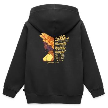 Christian Bible Verse Sunflower Proverbs Verse Pun - Kids Premium Organic Zip-up Hoodie - black - Back - AI Model Kid Male (0cm)
