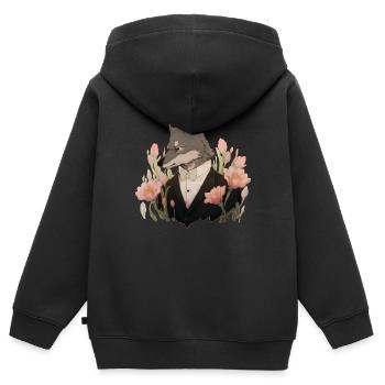 Gentleman Wolf - Kinder Premium Organic Zip Hoodie - Schwarz - Hinten - AI Model Kid Male (0cm)