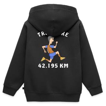 Faire du jogging - Sweat Premium à capuche zippé enfant bio - noir - Dos - AI Model Kid Male (0cm)