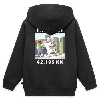 COUREUR D’EXERCICE - Sweat Premium à capuche zippé enfant bio - noir - Dos - AI Model Kid Male (0cm)