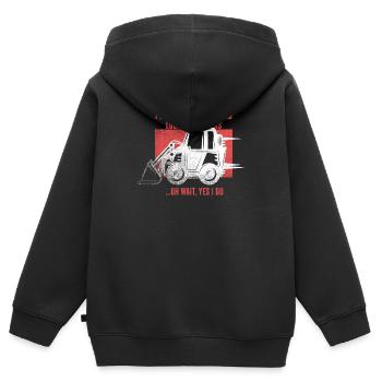 Ich bleibe nicht immer stehen und schaue mir Traktoren an - Kinder Premium Organic Zip Hoodie - Schwarz - Hinten - AI Model Kid Male (0cm)