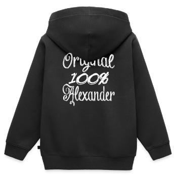 Original 100% Alexander - Kids Premium Organic Zip-up Hoodie - black - Back - AI Model Kid Male (0cm)