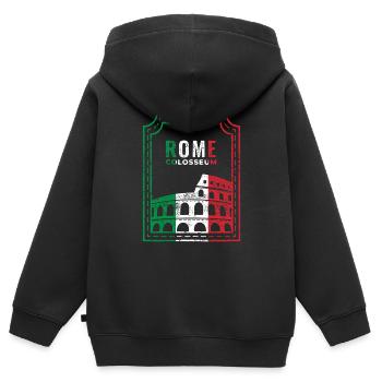 Rome Colisée Rome Colisée Souvenir Italie - Sweat Premium à capuche zippé enfant bio - noir - Dos - AI Model Kid Male (0cm)