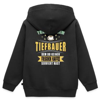 Tiefbauer Spruch Witzig - Kinder Premium Organic Zip Hoodie - Schwarz - Hinten - AI Model Kid Male (0cm)