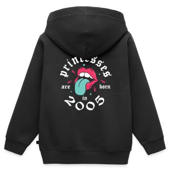 18 ans anniversaire prncesses are born in 2005 - Sweat Premium à capuche zippé enfant bio - noir - Dos - AI Model Kid Male (0cm)