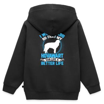 Hovawart arbeite hart derber Bauernhund - Kinder Premium Organic Zip Hoodie - Schwarz - Hinten - AI Model Kid Male (0cm)