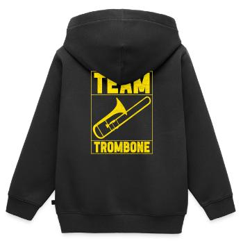 Posaune Trombone - Sweat Premium à capuche zippé enfant bio - noir - Dos - AI Model Kid Male (0cm)