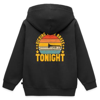 Posaune Trombone - Sweat Premium à capuche zippé enfant bio - noir - Dos - AI Model Kid Male (0cm)