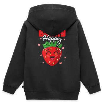 Berry Happy Strawberry - Kids Premium Organic Zip-up Hoodie - black - Back - AI Model Kid Male (0cm)